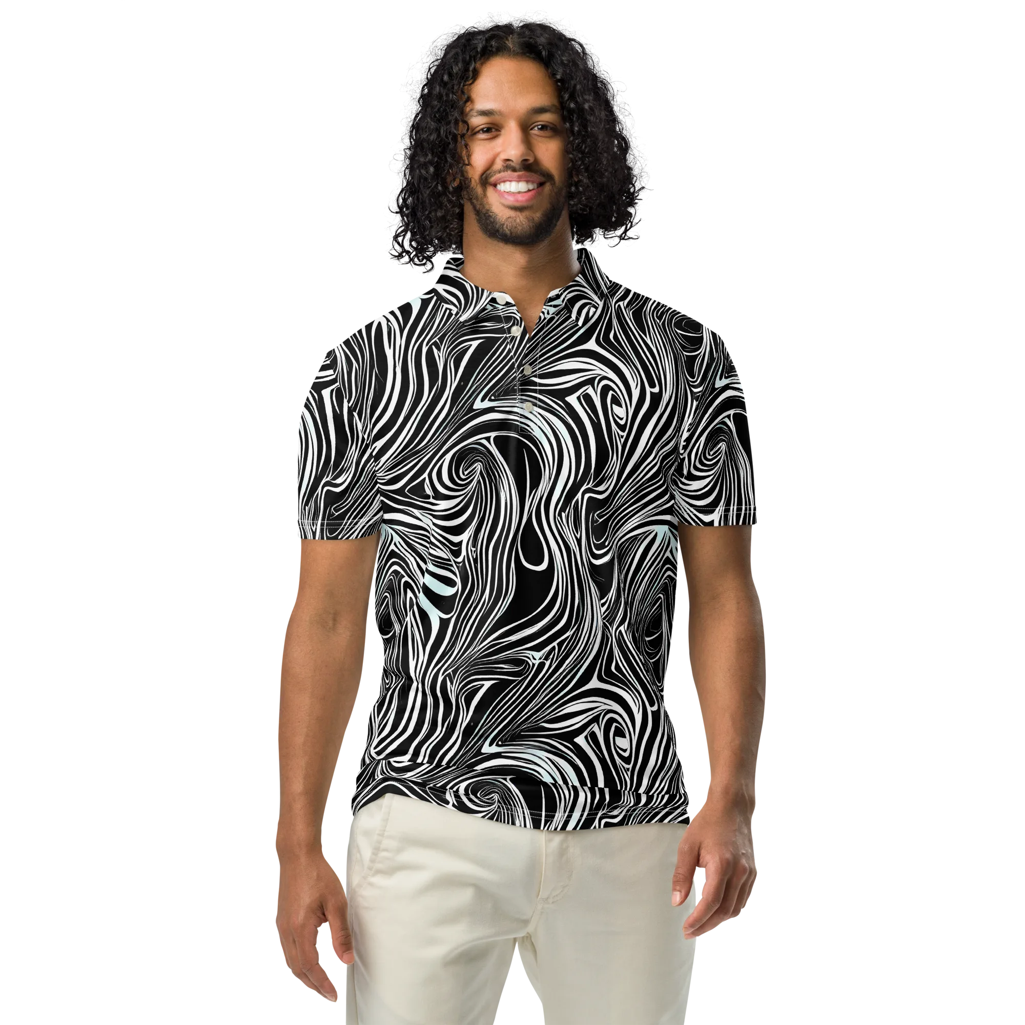 Ivory Vortex on Men's Slim Fit Polo Shirt — Front