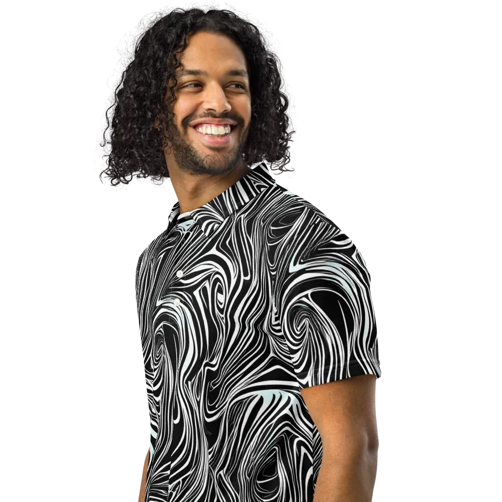 Ivory Vortex on Men's Slim Fit Polo Shirt — Left Front