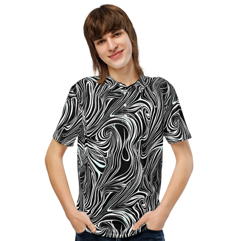 Ivory Vortex on Men's Slim Fit Polo Shirt — Front