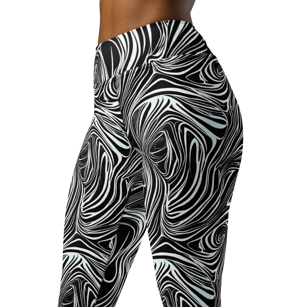 Ivory Vortex on Yoga Leggings — Left Front