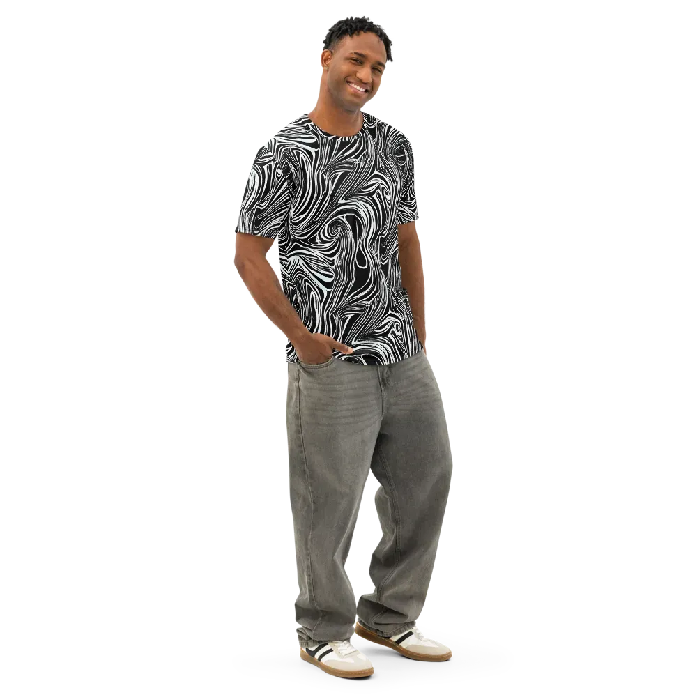 Ivory Vortex on Men's Cotton Crew Neck T-Shirt — Right Front