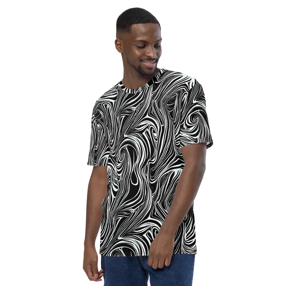 Ivory Vortex on Men's Crew Neck T-Shirt — Left