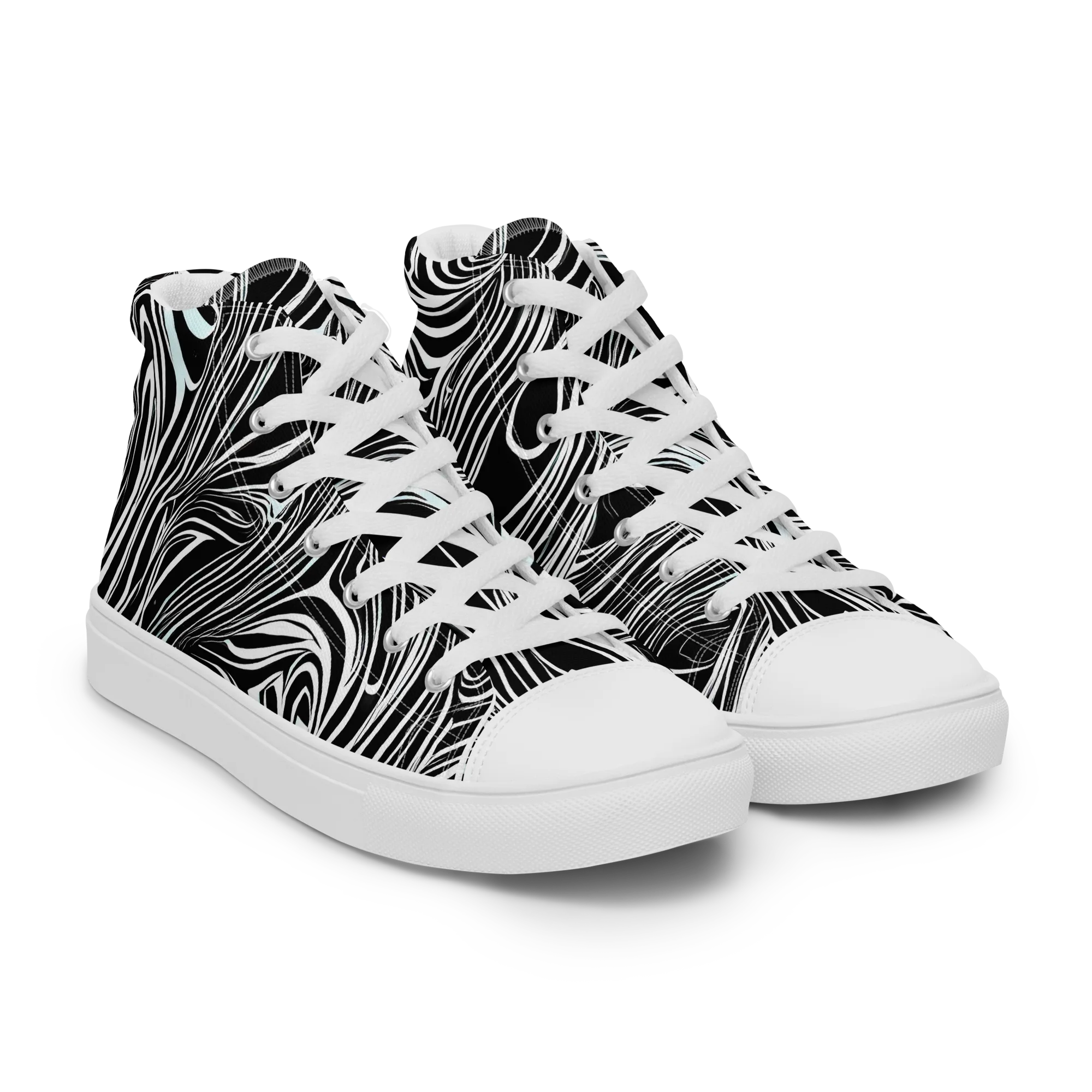 Ivory Vortex on Men's High Top Canvas Shoes — Right Front