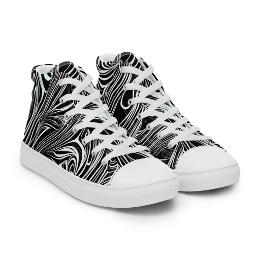 Ivory Vortex on a Men's High Top Canvas Shoes