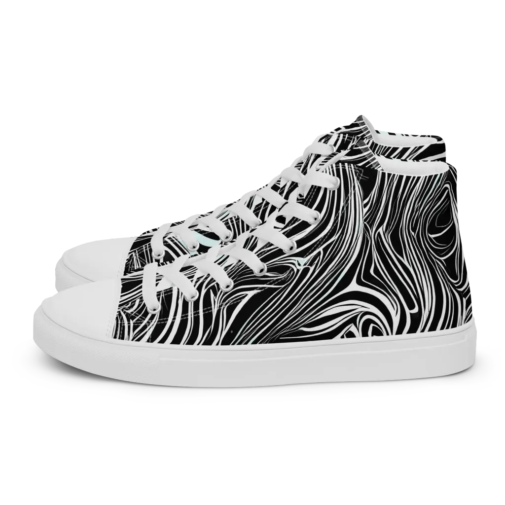 Ivory Vortex on Men's High Top Canvas Shoes — Left