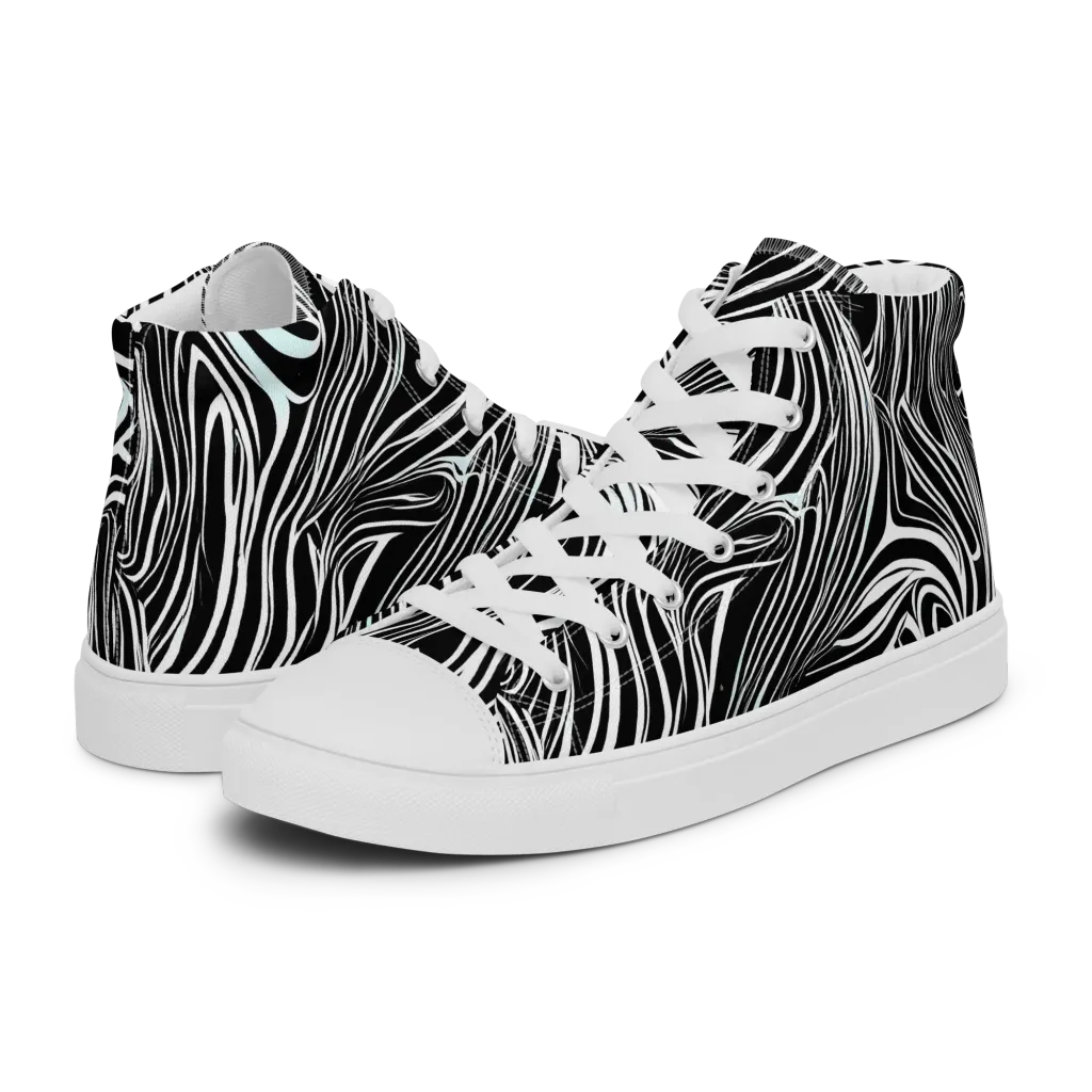 Ivory Vortex on Men's High Top Canvas Shoes — Left