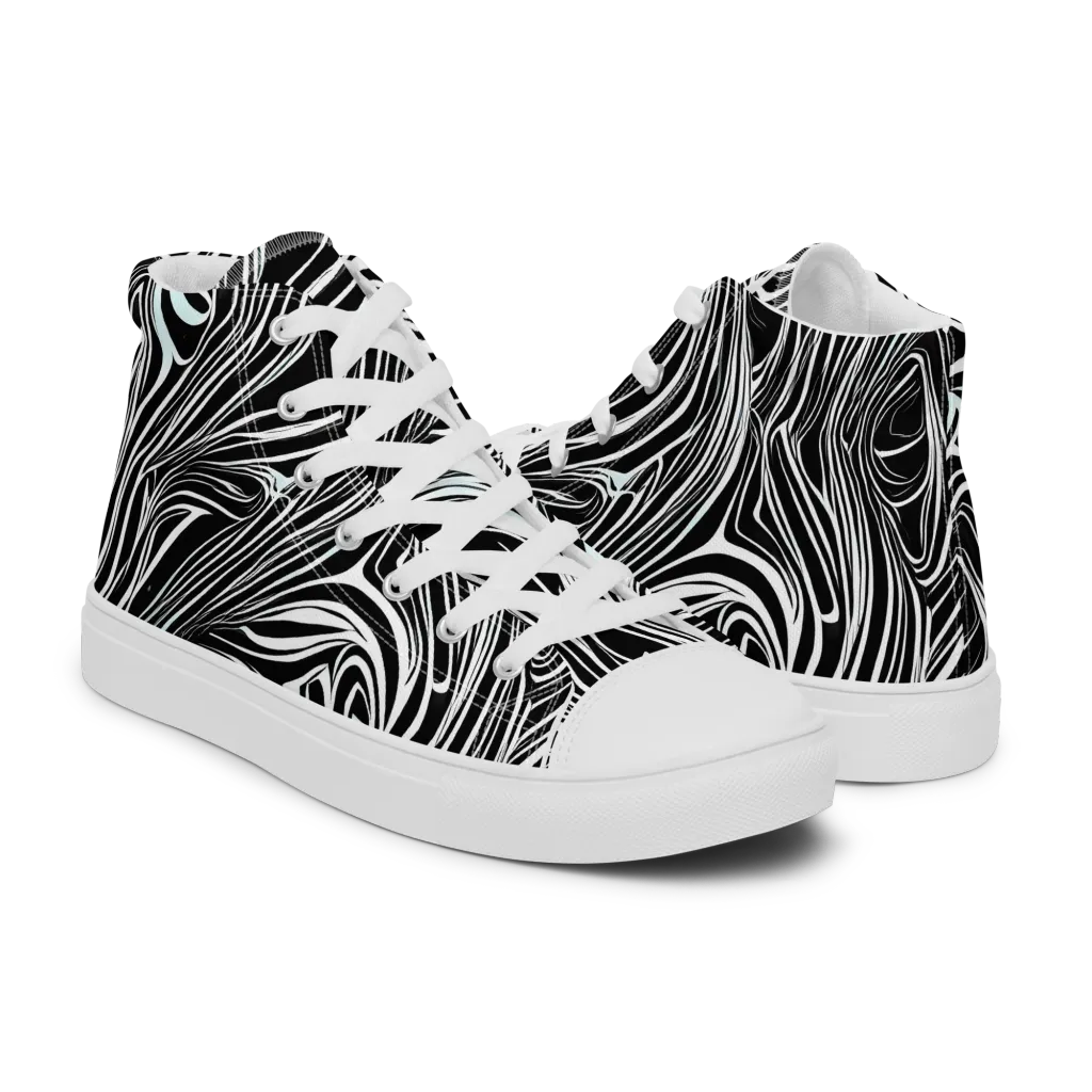 Ivory Vortex on Men's High Top Canvas Shoes — Right