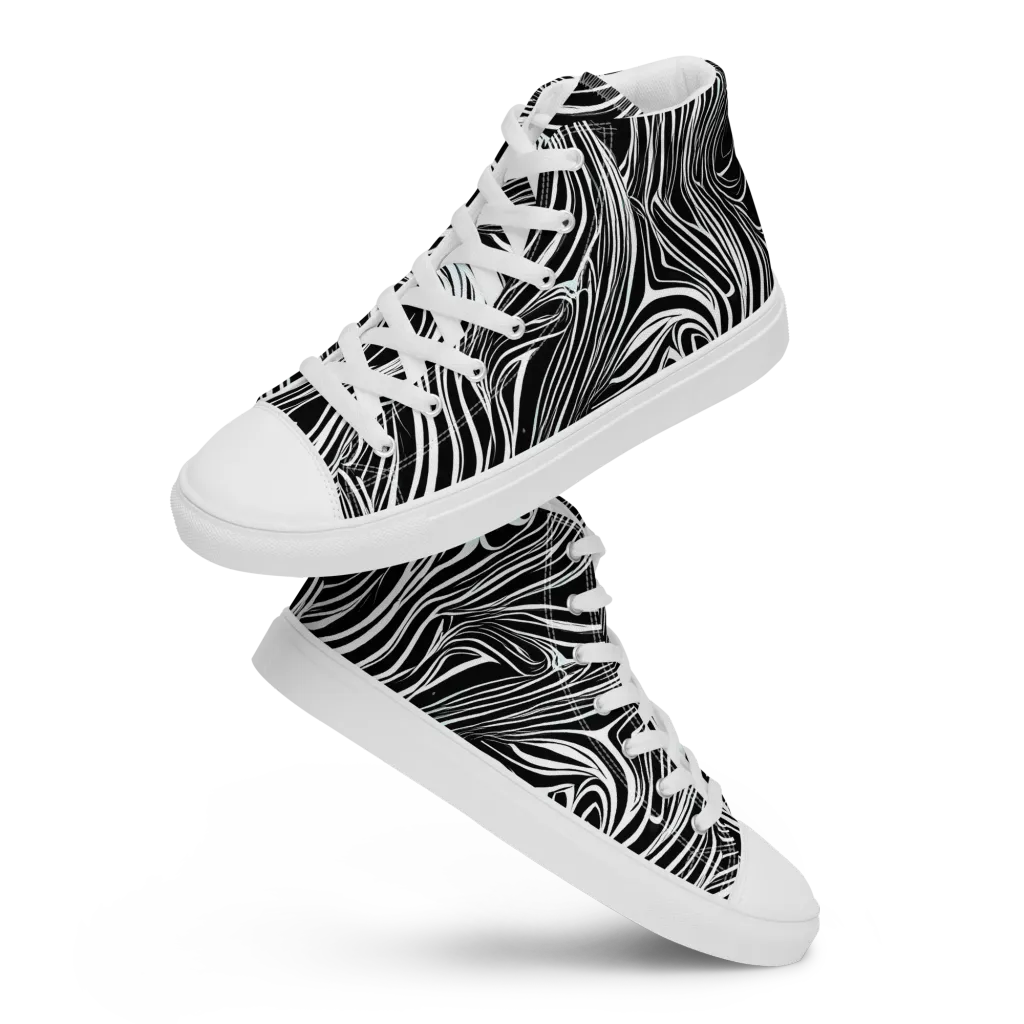 Ivory Vortex on Men's High Top Canvas Shoes — Front