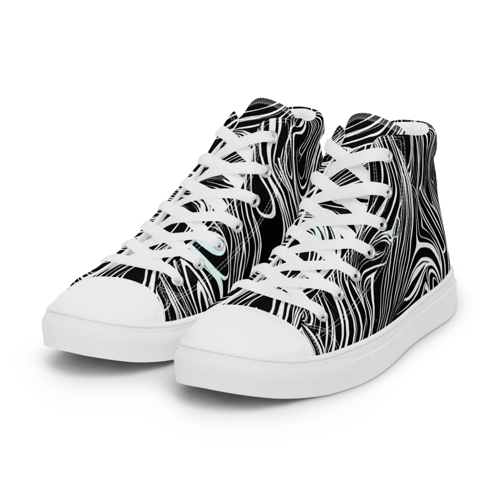 Ivory Vortex on Women's High Top Canvas Shoes — Left Front