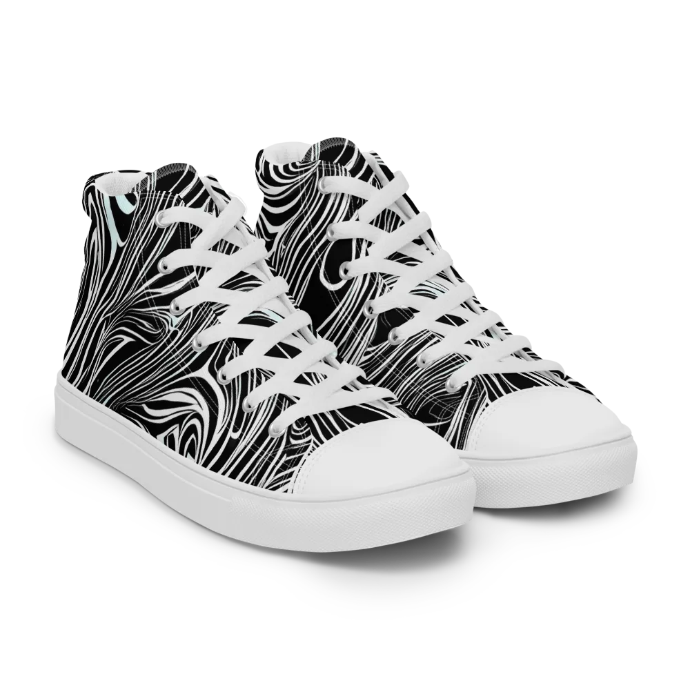 Ivory Vortex on Women's High Top Canvas Shoes — Right Front