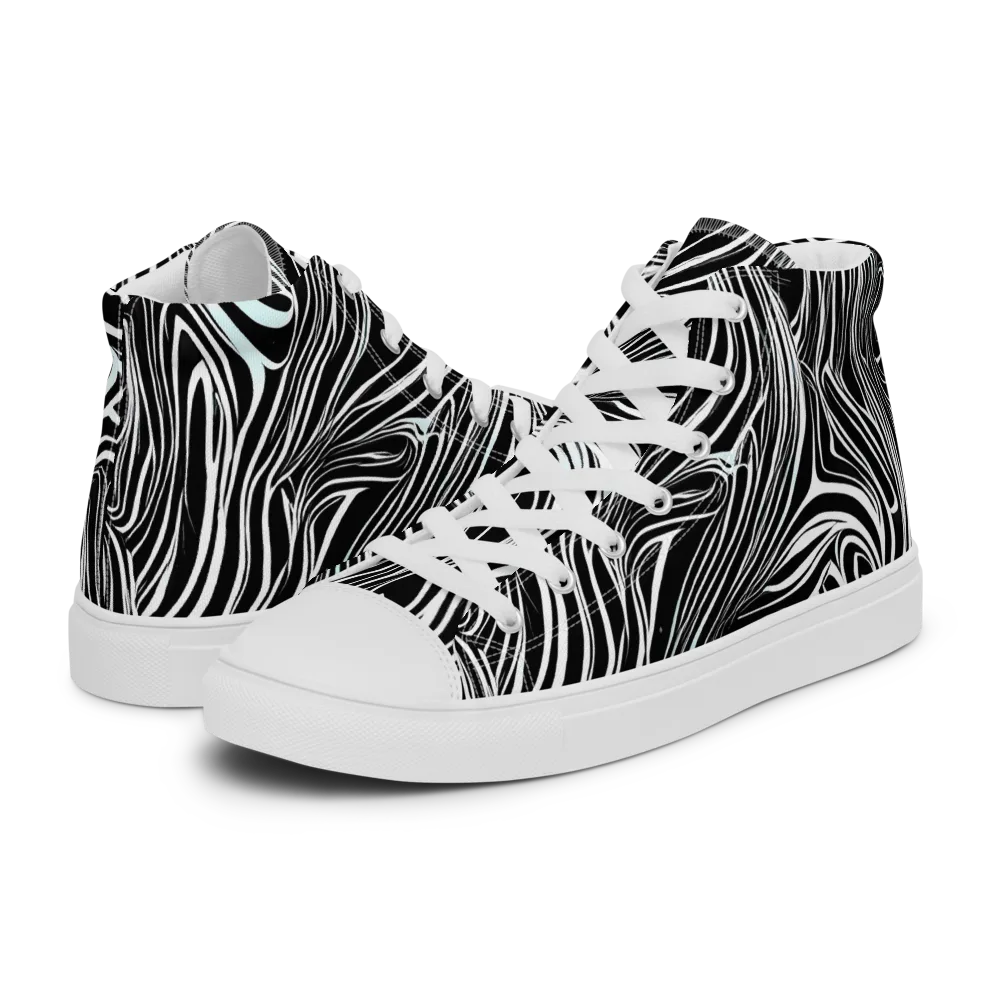 Ivory Vortex on Women's High Top Canvas Shoes — Left