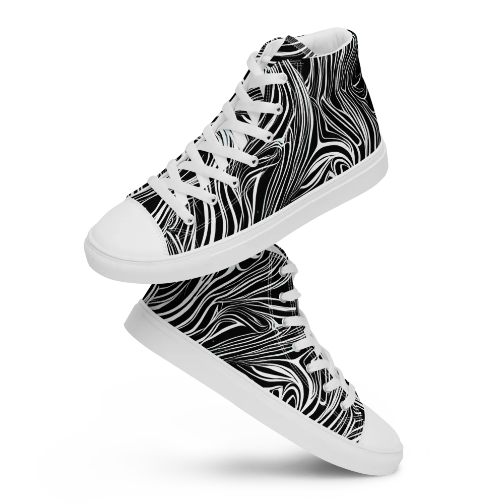 Ivory Vortex on Women's High Top Canvas Shoes — Front