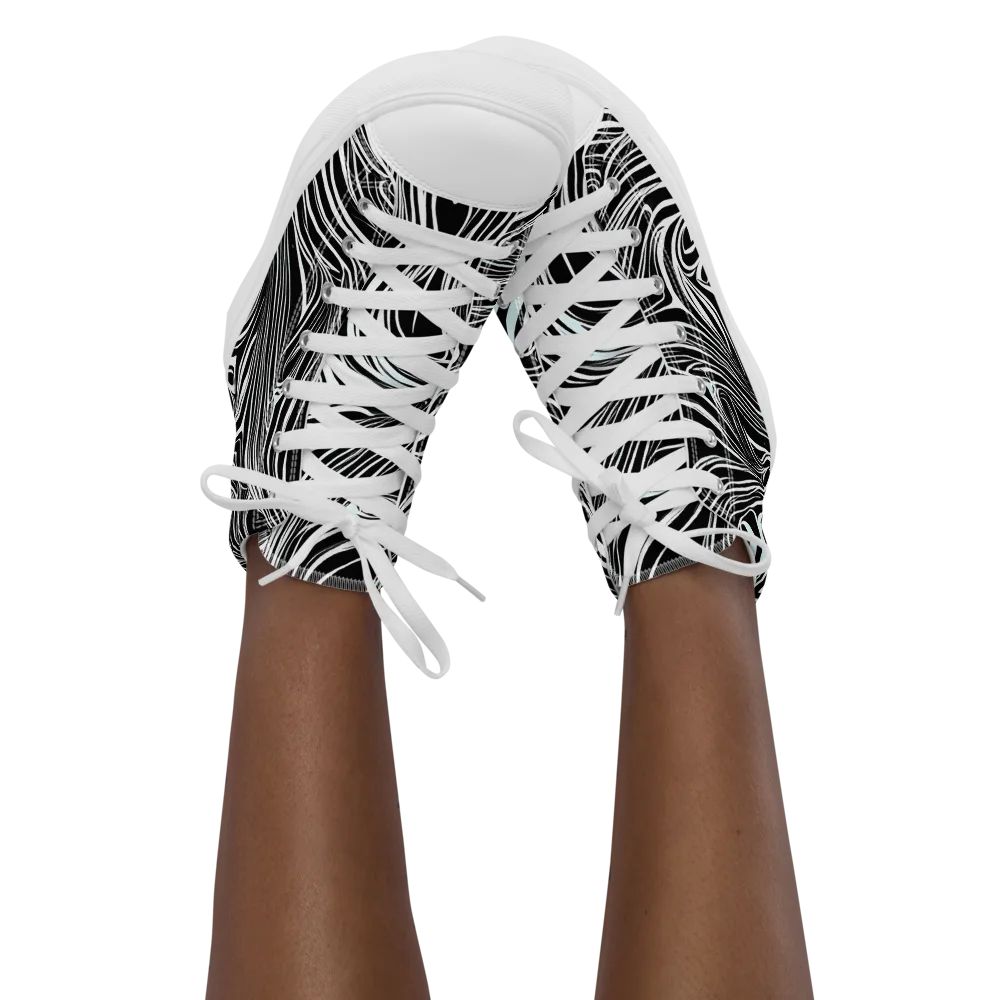 Ivory Vortex on Women's High Top Canvas Shoes — Front