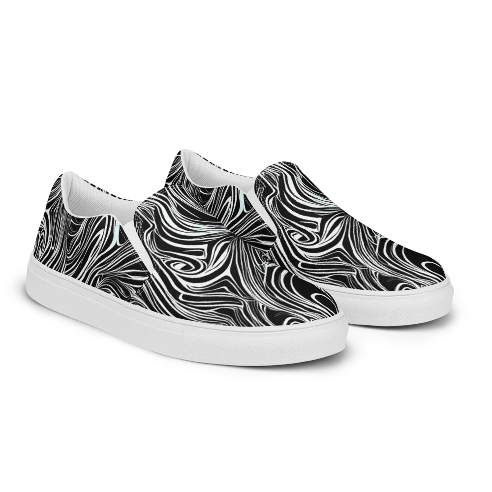 Ivory Vortex on Men's Slip-On Canvas Shoes — Right Front