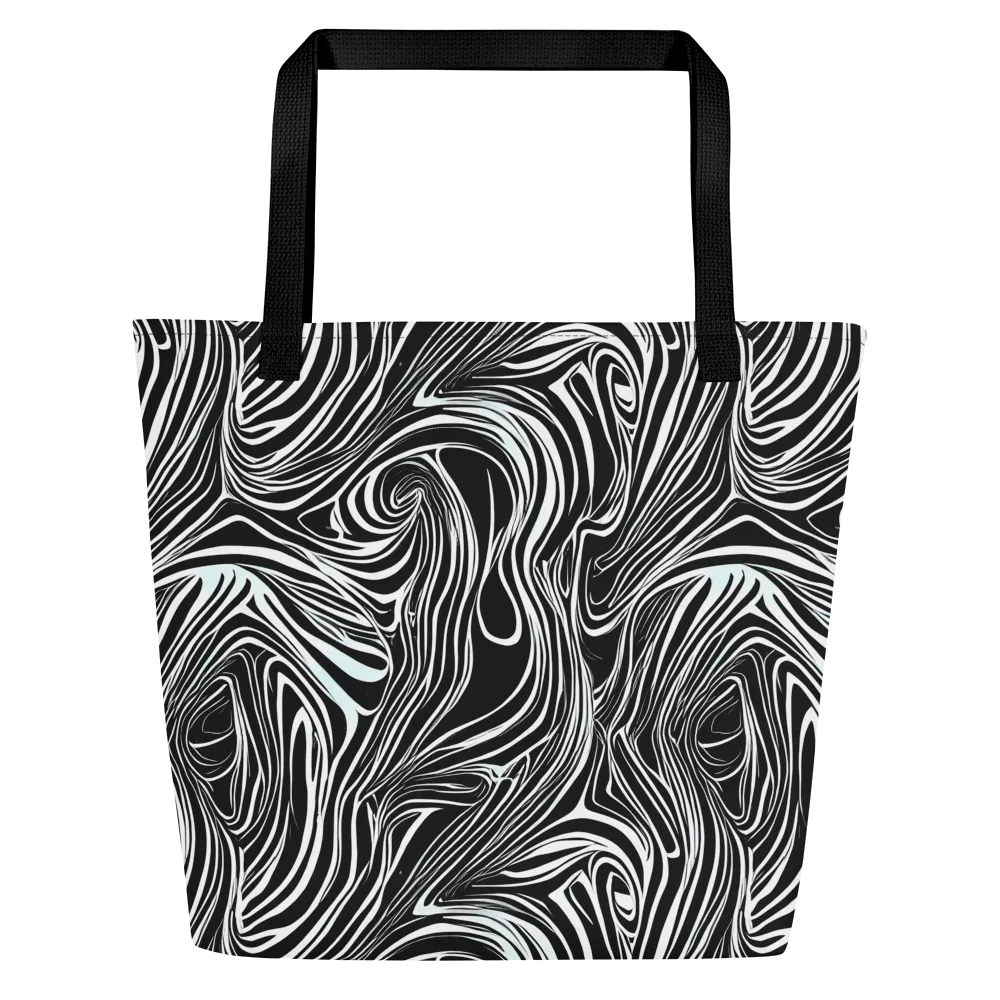 Ivory Vortex on Large Tote Bag W/ Pocket — Front