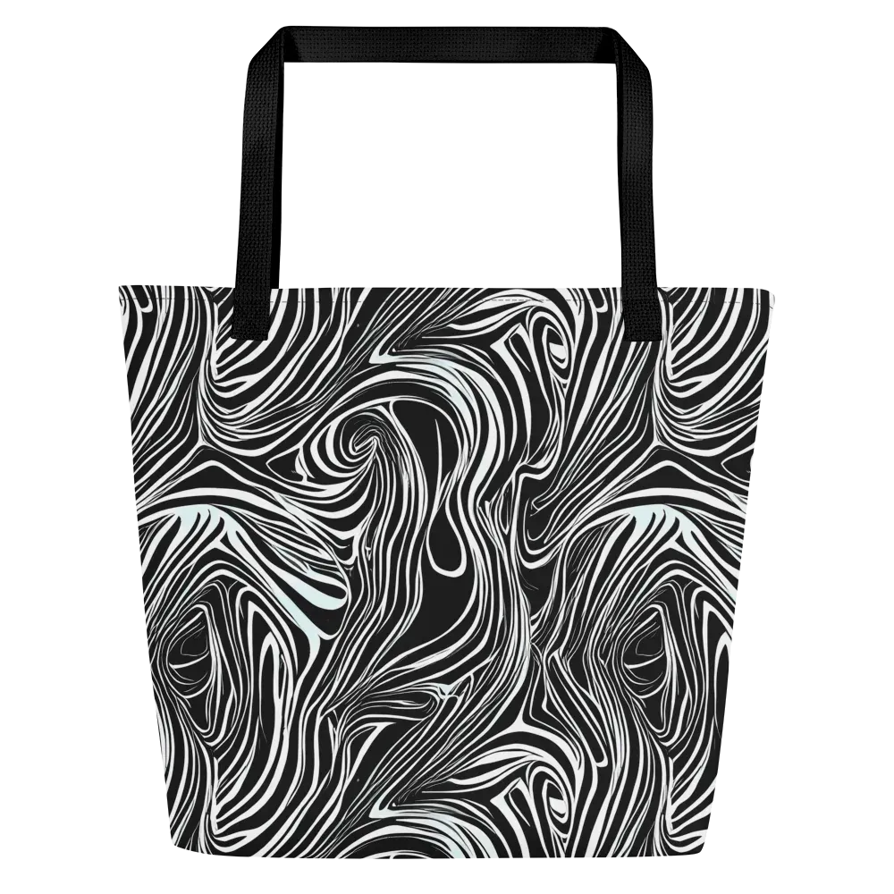 Ivory Vortex on Large Tote Bag W/ Pocket — Front