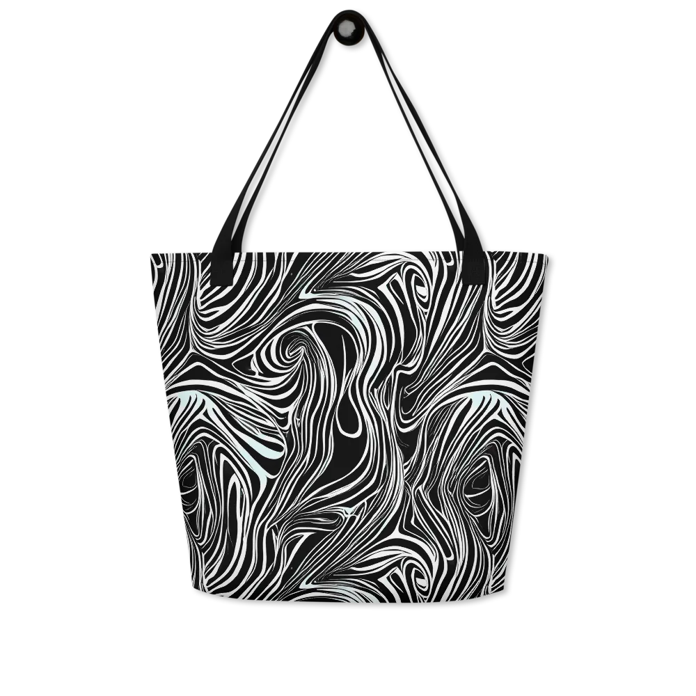 Ivory Vortex on Large Tote Bag W/ Pocket — Front