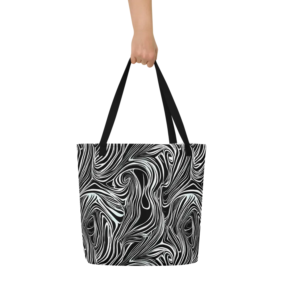Ivory Vortex on Large Tote Bag W/ Pocket — Front