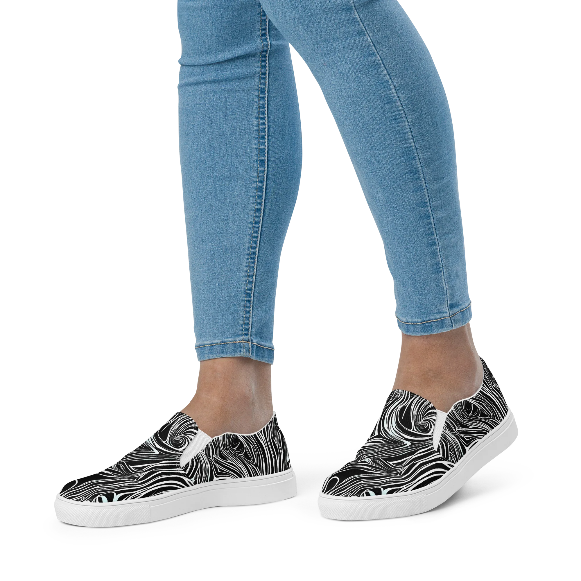 Ivory Vortex on Women's Slip-On Canvas Shoes — Front
