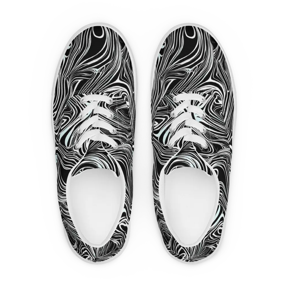 Ivory Vortex on Men's Lace-Up Canvas Shoes — Front