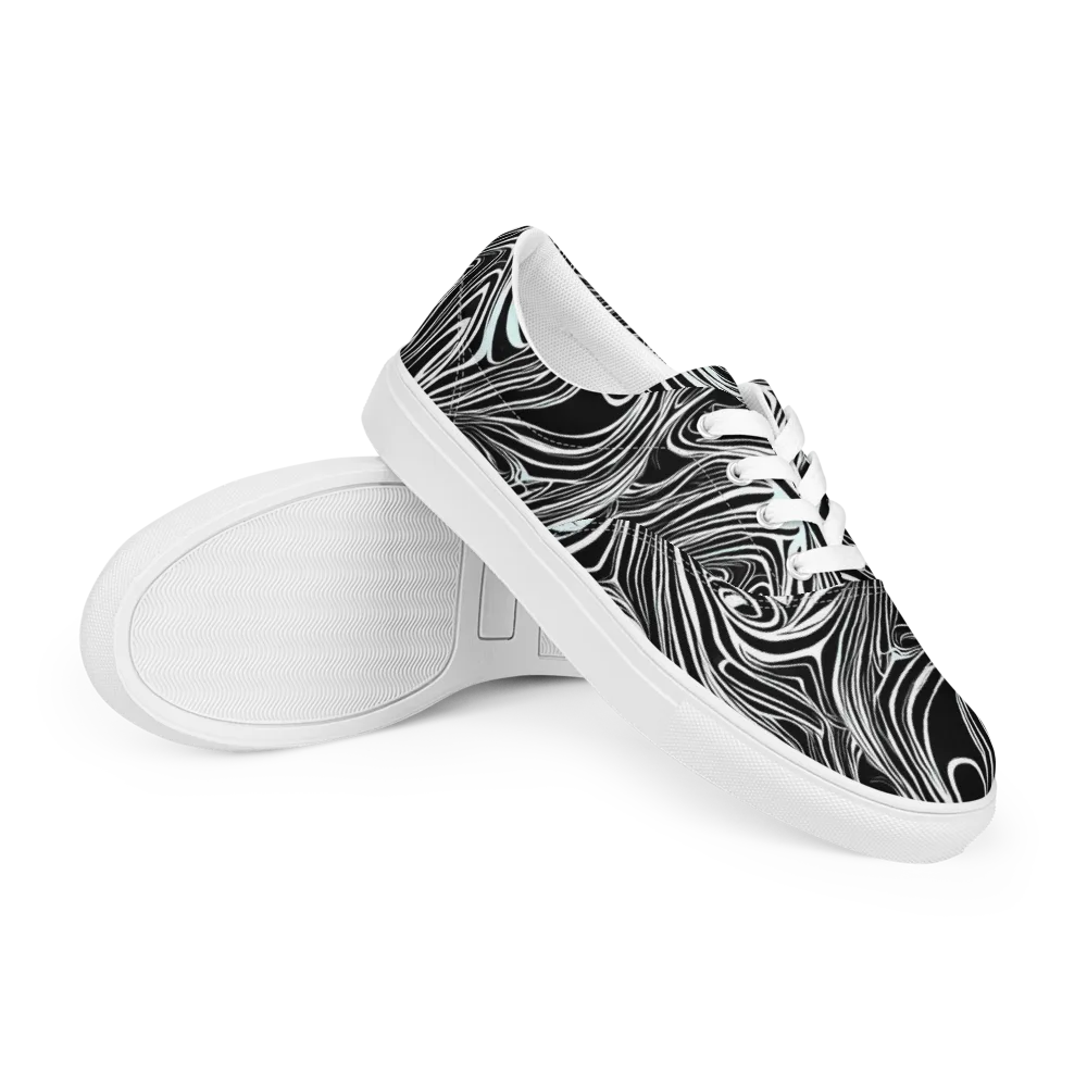 Ivory Vortex on Men's Lace-Up Canvas Shoes — Right Front