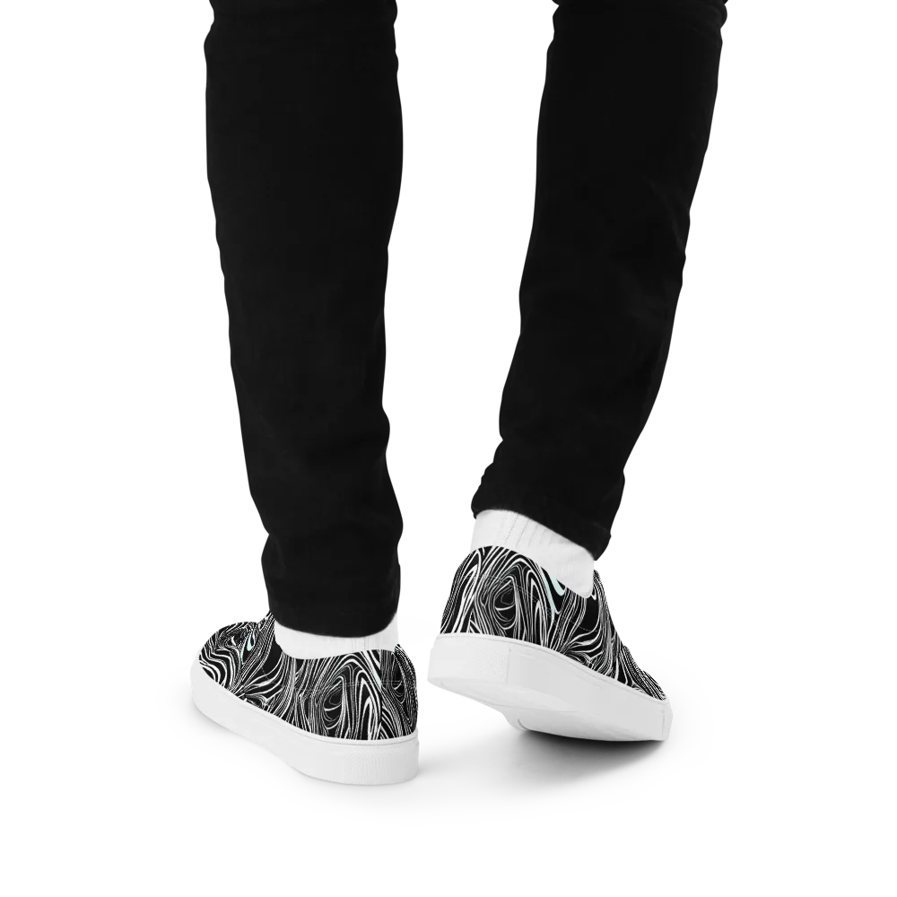 Ivory Vortex on Men's Lace-Up Canvas Shoes — Back