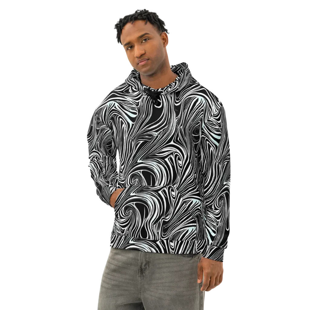 Ivory Vortex on Cotton Hoodie — Left Front
