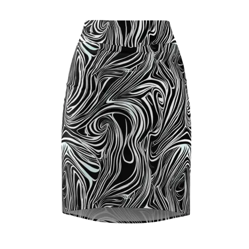 Ivory Vortex on a Pencil Skirt