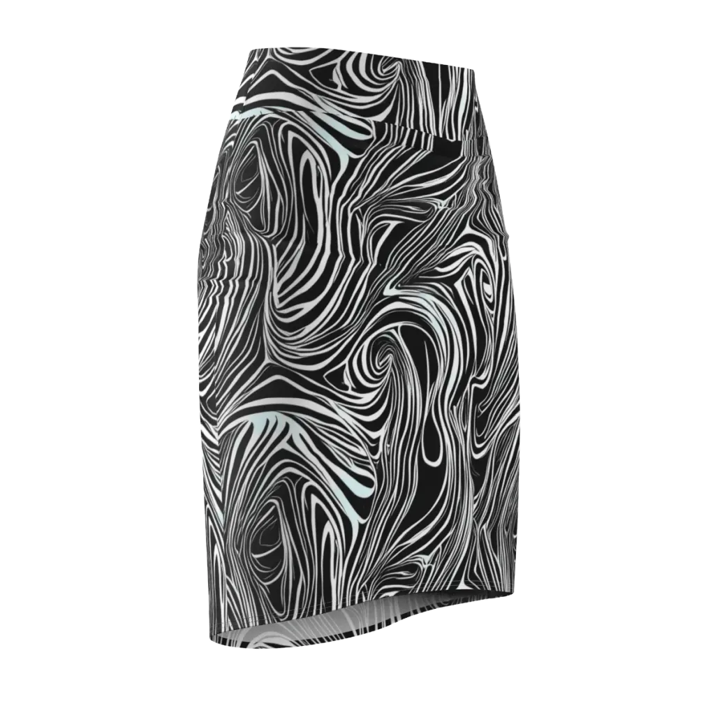 Ivory Vortex on Pencil Skirt — Front Side