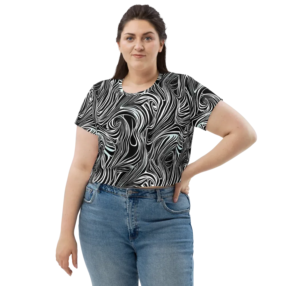 Ivory Vortex on Crop Tee — Front