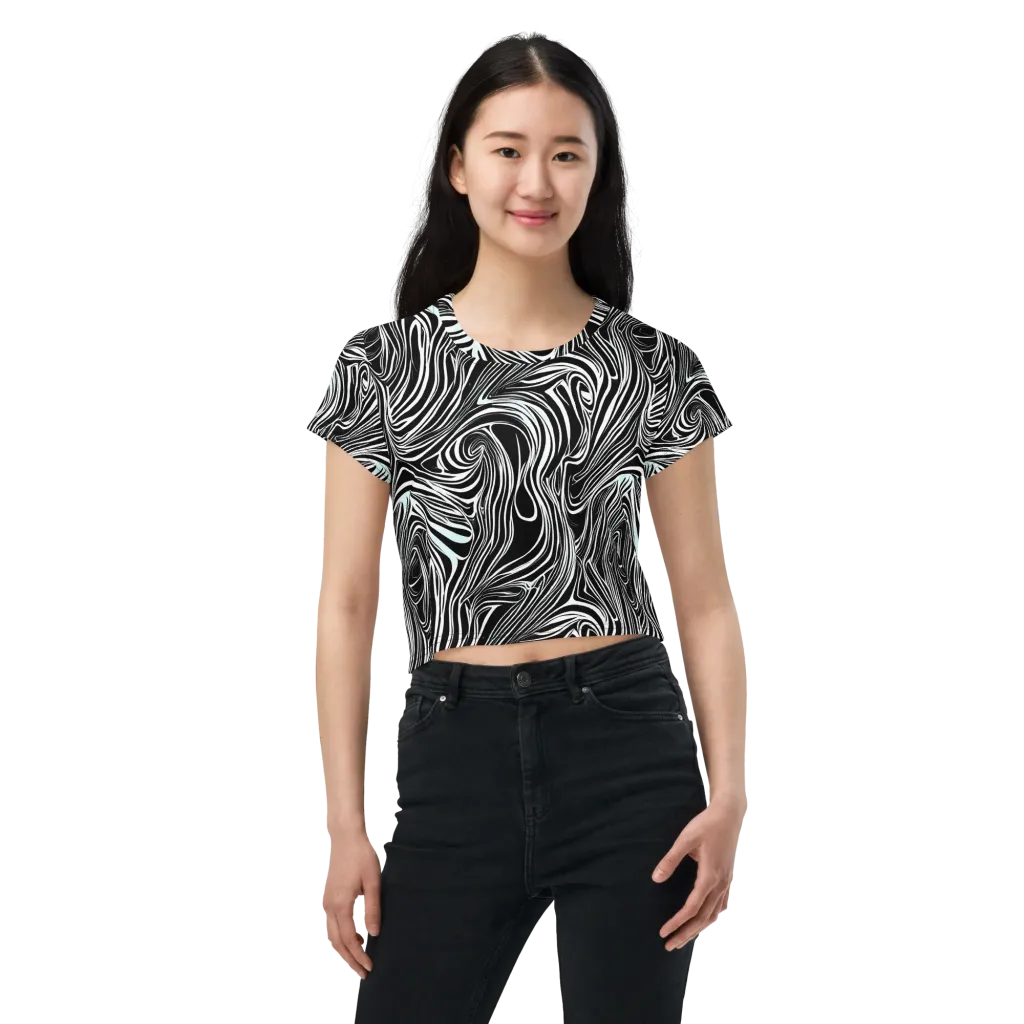 Ivory Vortex on Crop Tee — Front