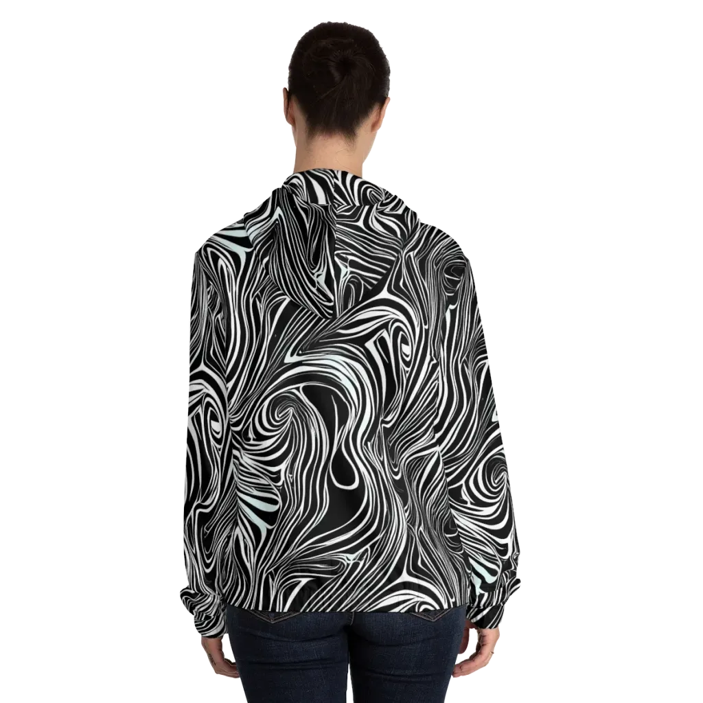 Ivory Vortex on Women's Full-Zip Hoodie — Back On Person