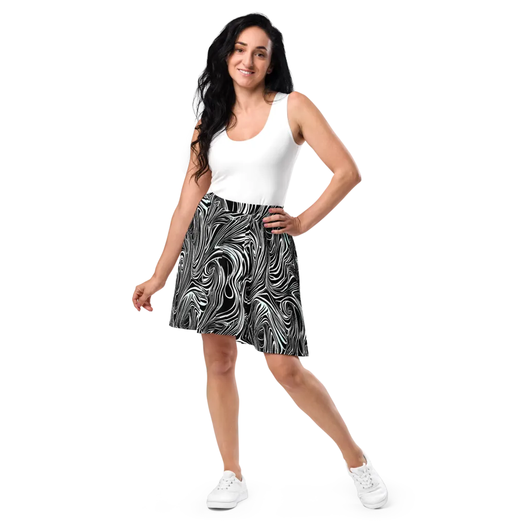 Ivory Vortex on Skater Skirt — Front