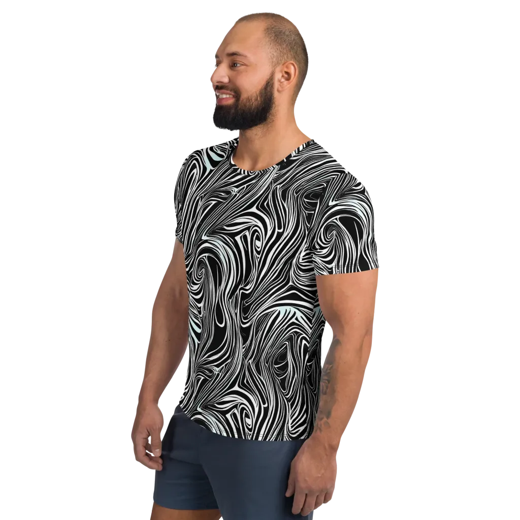 Ivory Vortex on Men's Athletic T-Shirt — Left