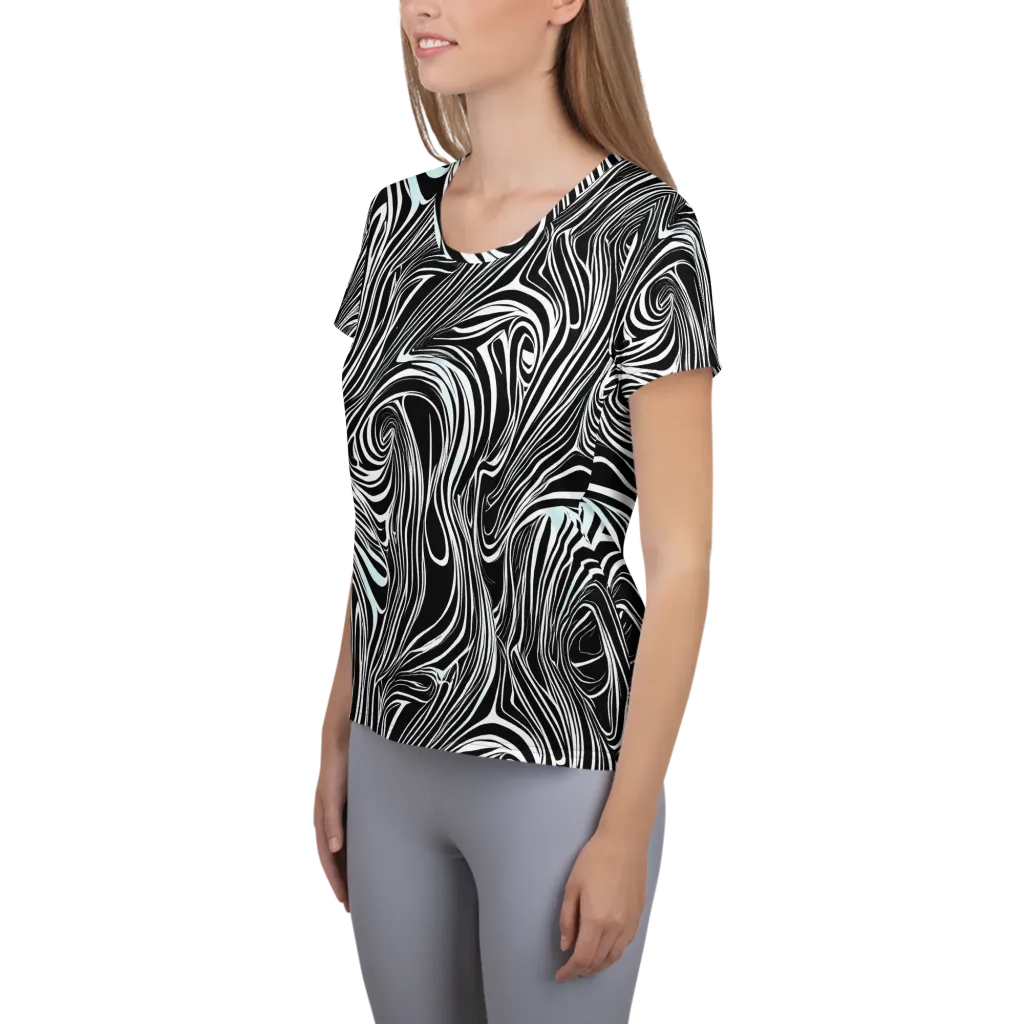 Ivory Vortex on Women's Athletic T-Shirt — Left