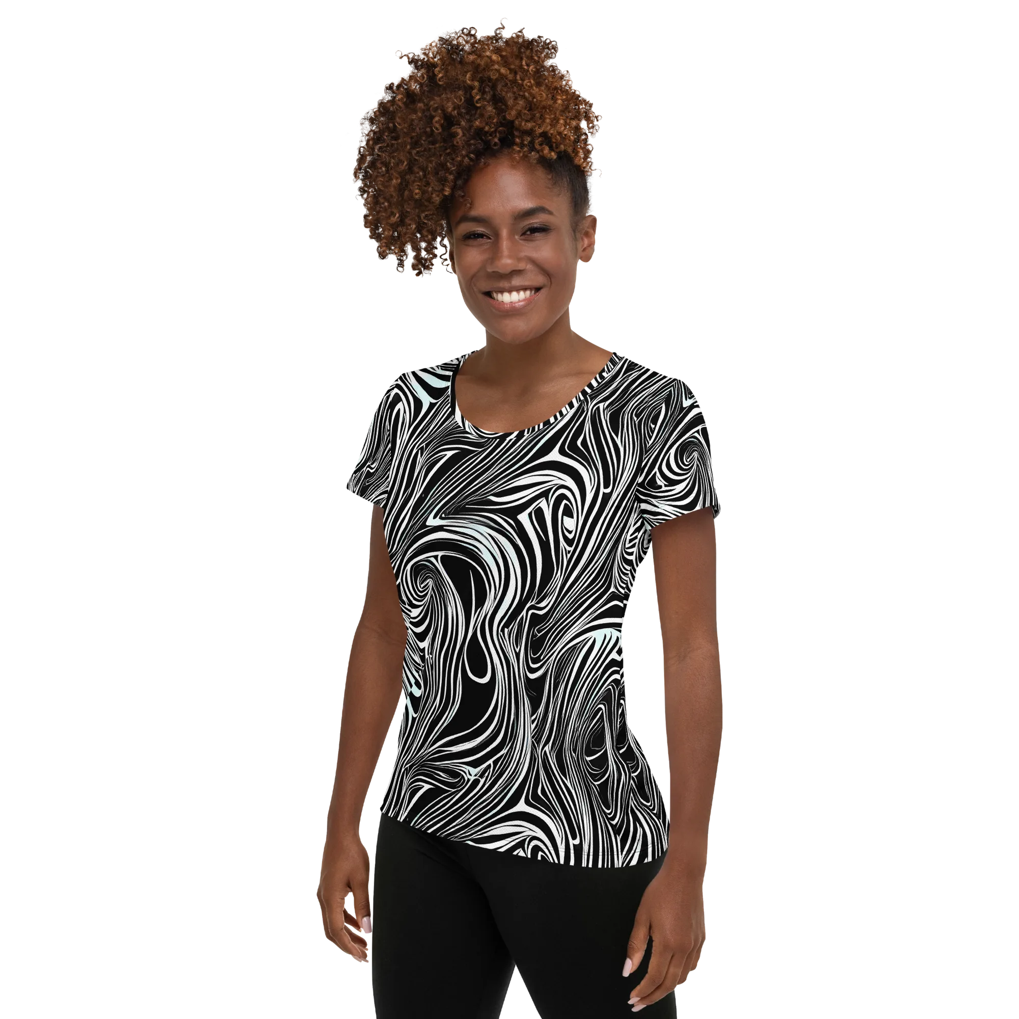 Ivory Vortex on Women's Athletic T-Shirt — Left