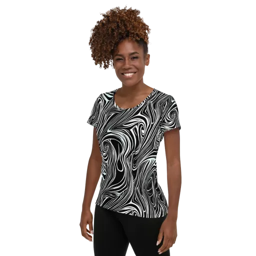 Ivory Vortex on a Women's Athletic T-Shirt