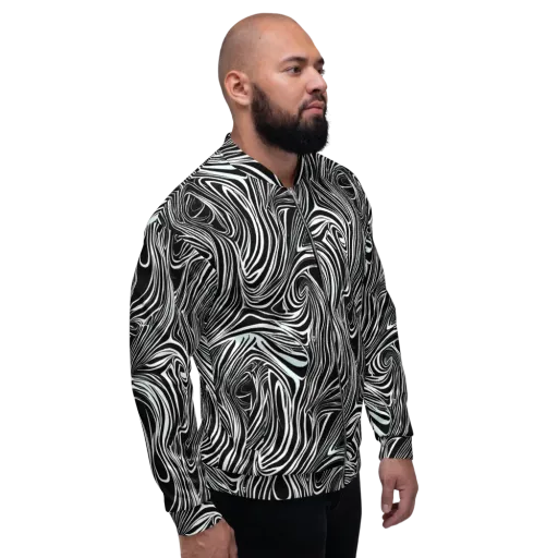 Ivory Vortex on a Bomber Jacket