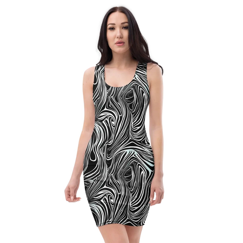 Ivory Vortex on Bodycon Dress — Front