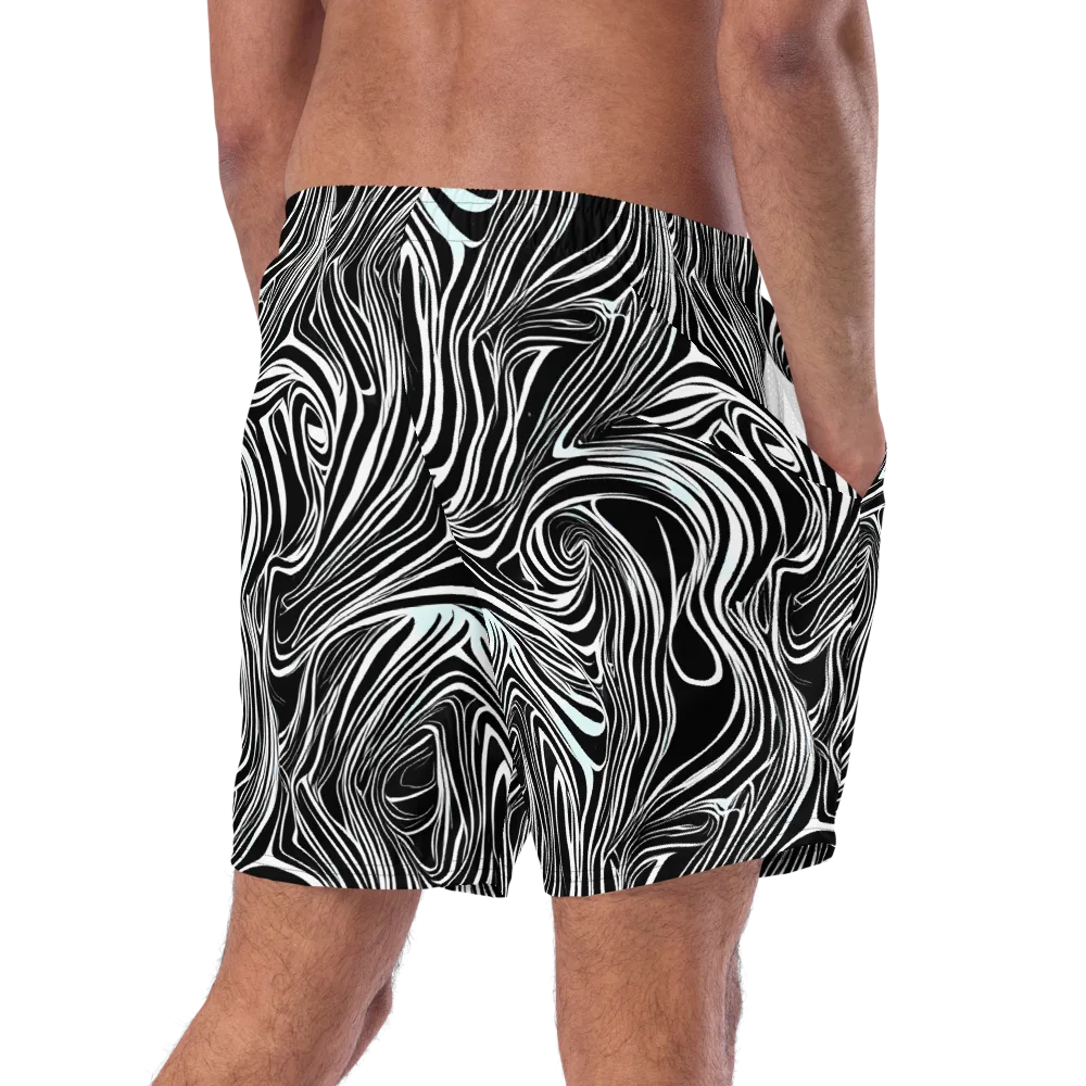 Ivory Vortex on Swim Trunks — Right Back