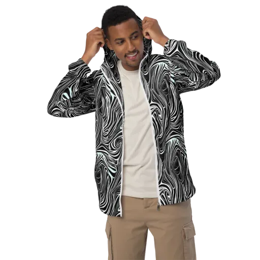 Ivory Vortex on a Men's Windbreaker