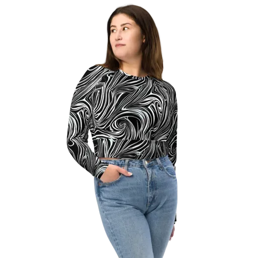 Ivory Vortex on a Long Sleeve Crop Top