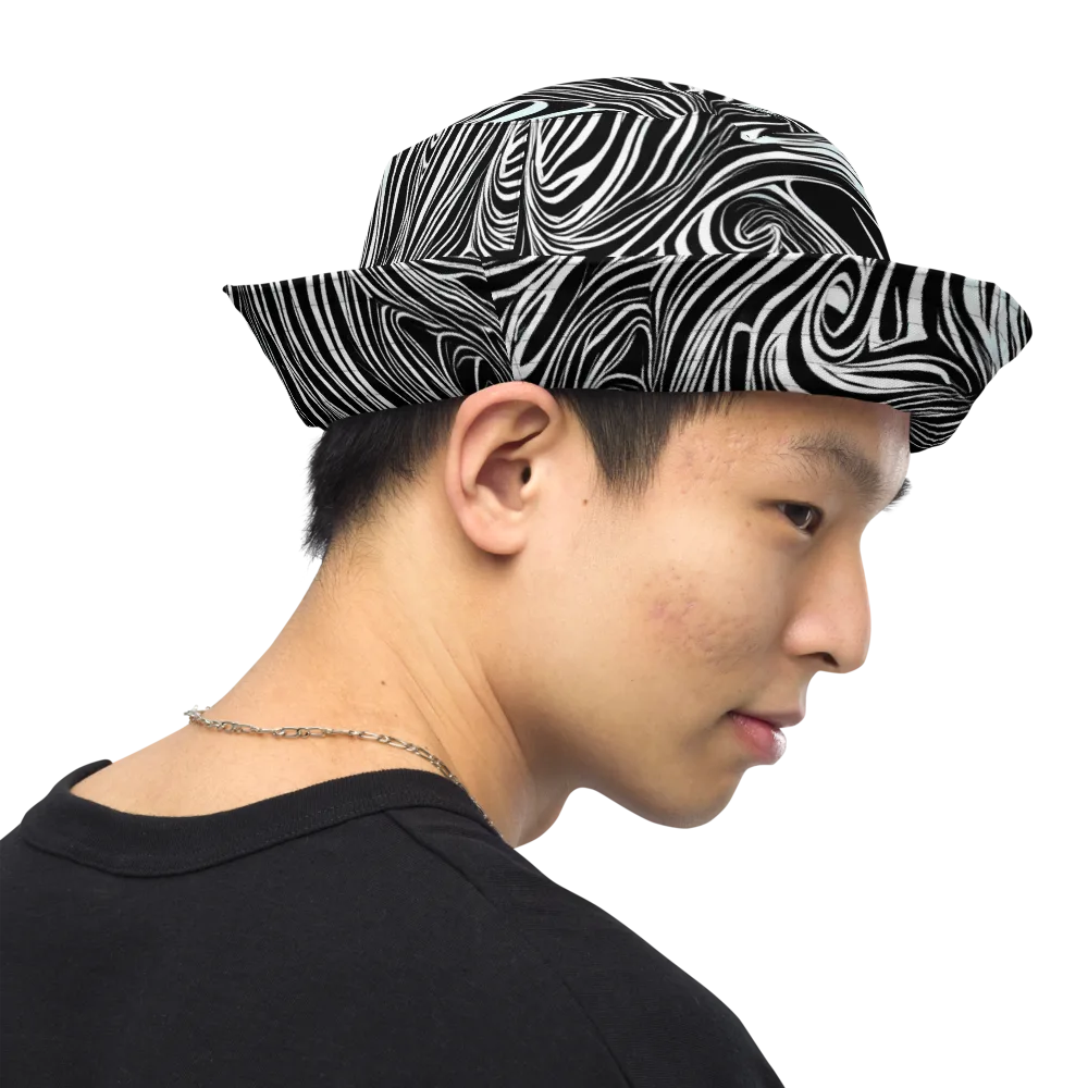 Ivory Vortex on Reversible Bucket Hat — Right Outside