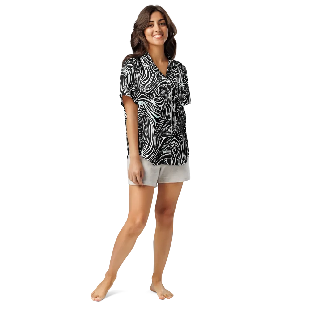 Ivory Vortex on Women's Short Sleeve Pajama Top — Front