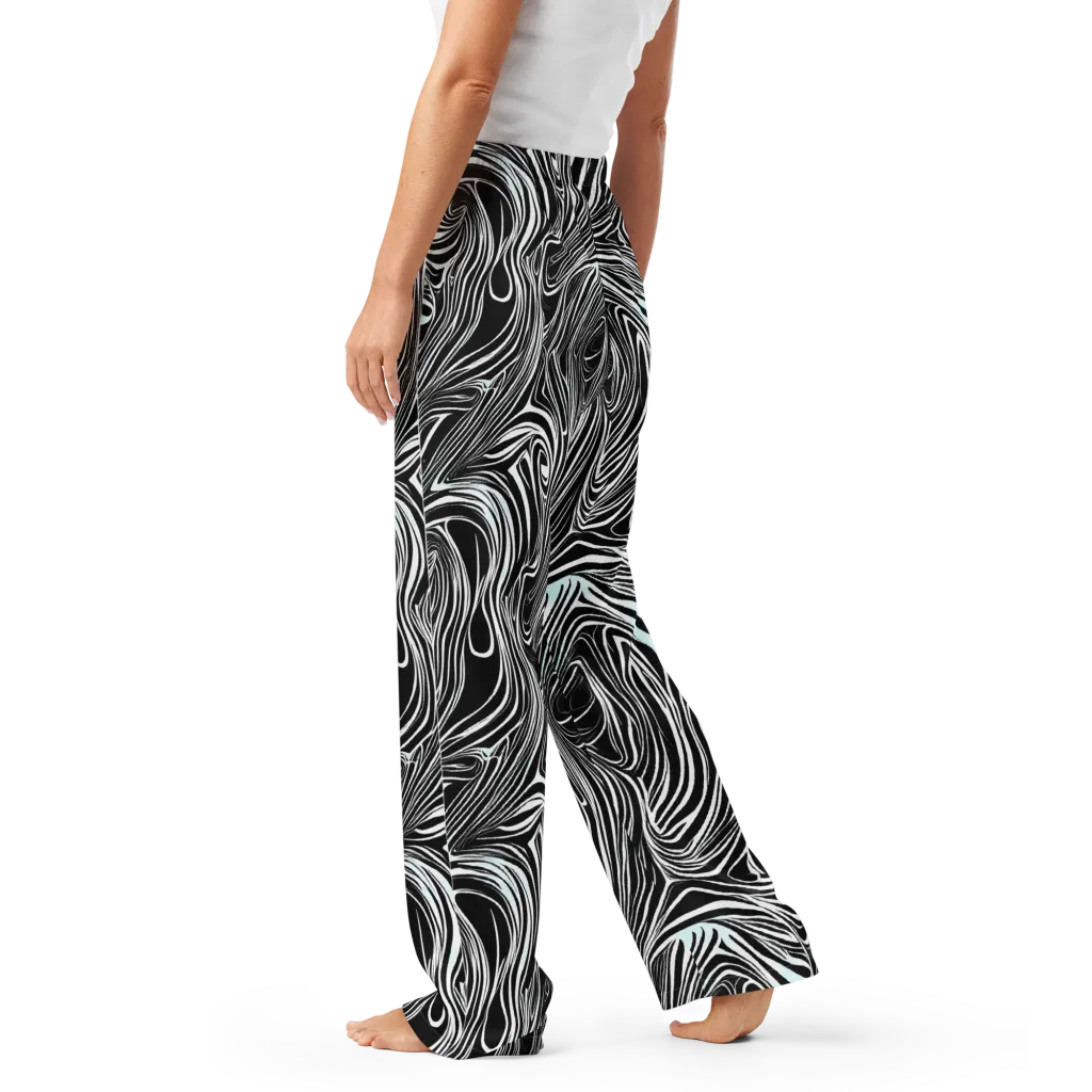 Ivory Vortex on Women's Pajama Pants — Left