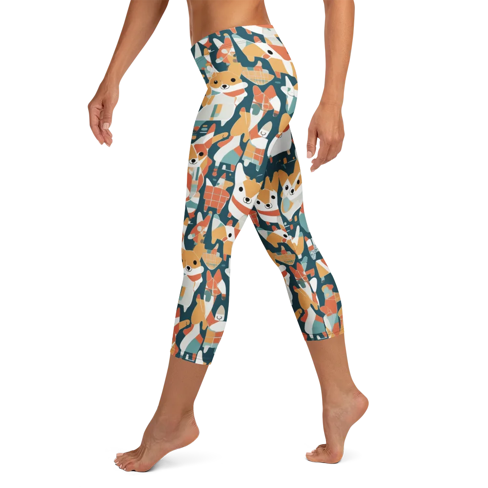 Mod Cats on Capri Leggings — Left