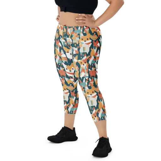 Mod Cats on a Capri Leggings