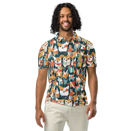 Mod Cats on a Men's Slim Fit Polo Shirt
