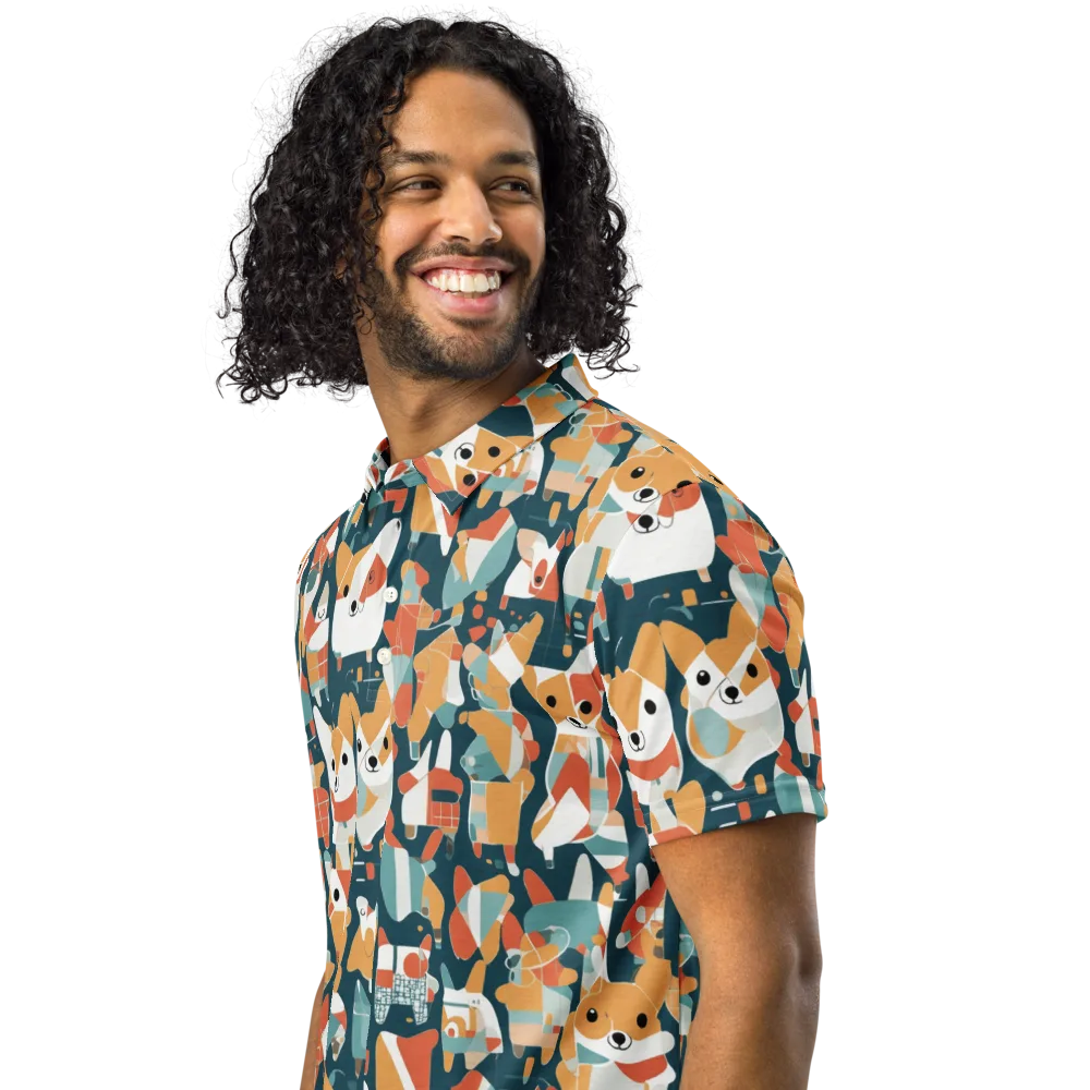 Mod Cats on Men's Slim Fit Polo Shirt — Left Front