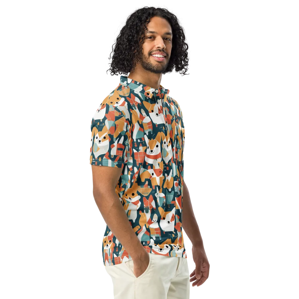 Mod Cats on Men's Slim Fit Polo Shirt — Right Front